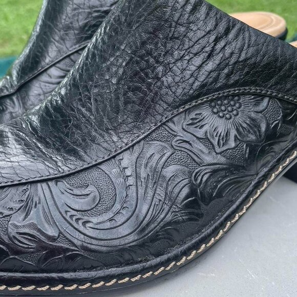 Sofft black leather clogged slip on mules - Picture 2 of 6
